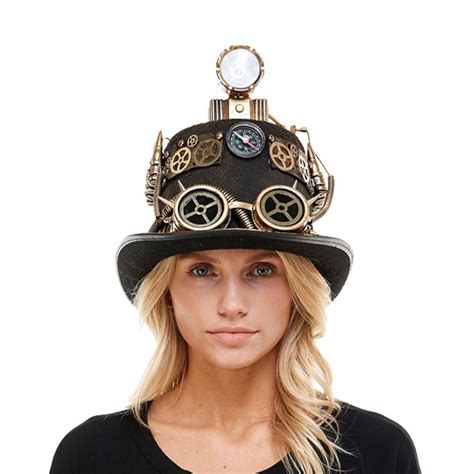 Light Up Black And Gold Steampunk Top Hat Party City