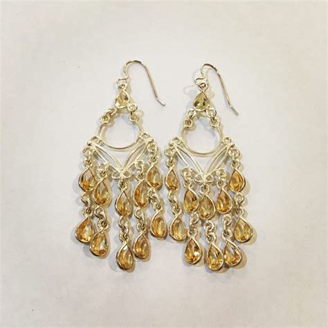 Citrine Silver Chandelier Earrings Gorgeous Gems
