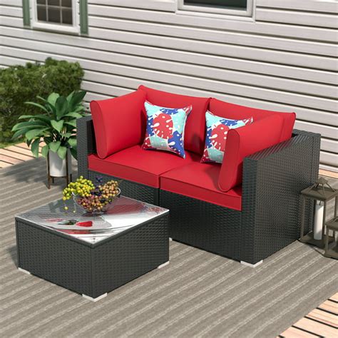 Ainfox 3 Pieces Outdoor Patio Furniture Sofa Set Patio Conversation