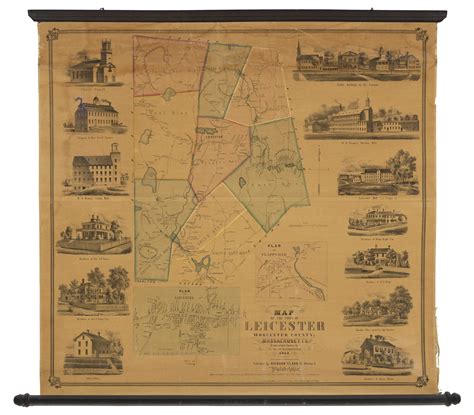 Wall Map Of Leicester Massachusetts Rare And Antique Maps