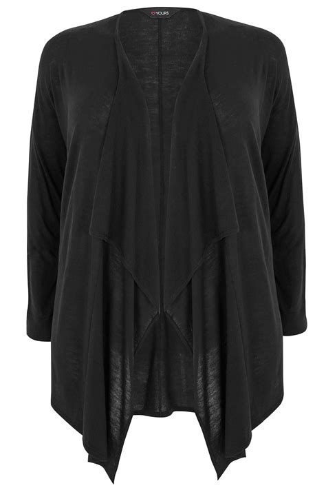 Black Longline Waterfall Cardigan Plus Size 16 To 36 Yours Clothing