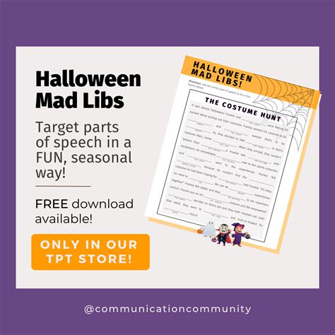 Halloween Speech Therapy Activity Mad Libs