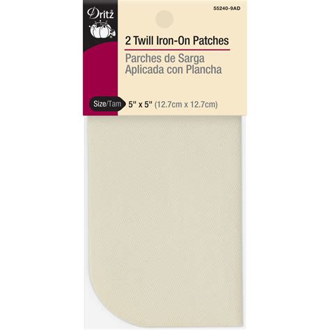 Twill Iron On Patches 5 X 5 2 Pc Stone — Prym Consumer Usa Inc