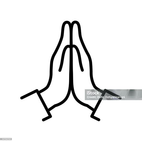 Hands Folded In Prayer Line Icon Hands Folded In Prayer Vector Icon