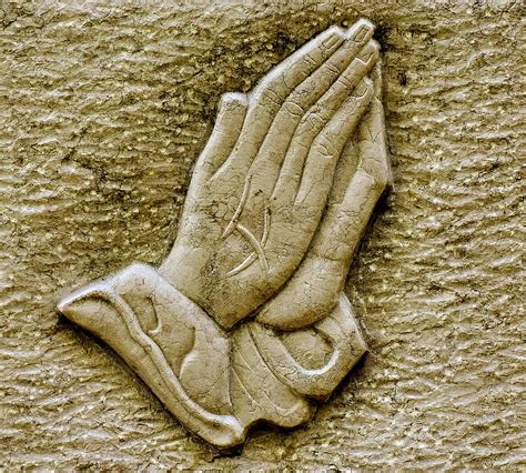 Praying Hands Religious Granite Plate Ornament Structure Stone