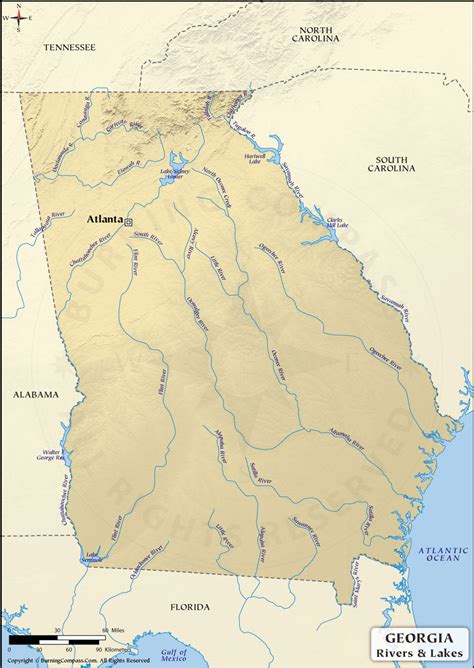 Georgia River Map Georgia Rivers And Lakes