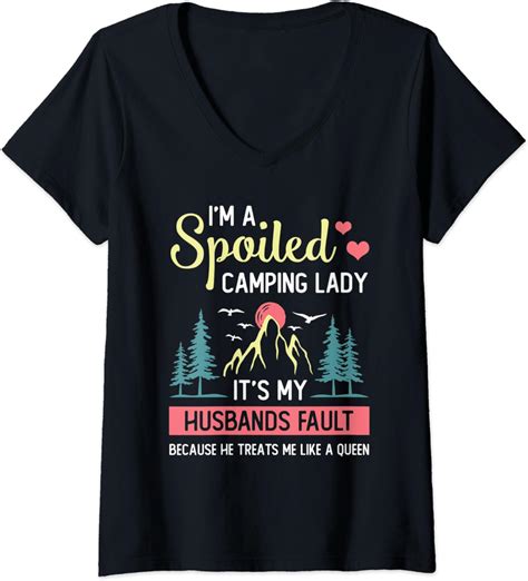 Womens Camping Shirt Women Camper Rv Vacation Camping Women V Neck T