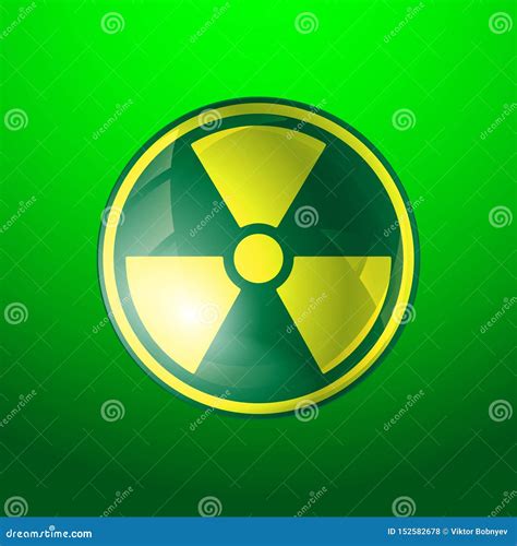 Radiation Icon Radioactivity Symbol Isolated On Green Background Stock
