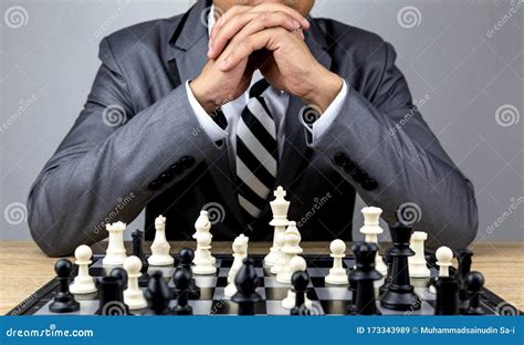 Businessman Playing Chess Board Stock Image Image Of Game Manager