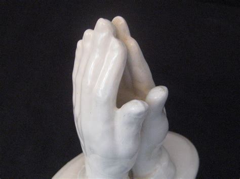 White Ceramic Praying Hands Statue Figurine Religious Alter Etsy