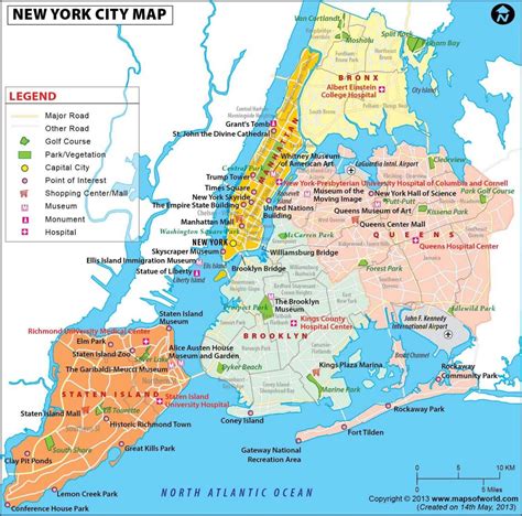 View a variety of new york physical, political, administrative, relief map, new york satellite image, higly detalied maps, blank map, new york usa and earth map, new york's regions, topography, cities, road, direction maps and atlas. NYC city map - Eine Karte von New York City (New York - USA)