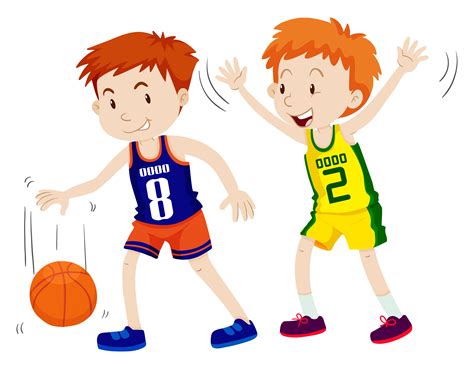 Cartoon Boy Playing Basketball