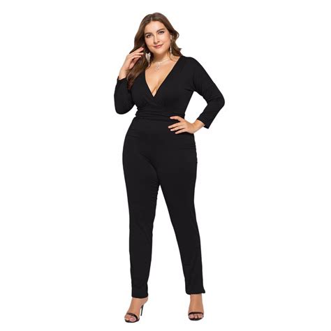 rompers women jumpsuit fall clothing 2018 long sleeve sexy deep v neck bodycon stretch high