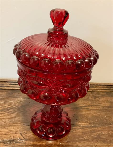 Fabulous Vintage Mosser Eye Winker Covered Candy Dish Red For Sale Motorcycle Memories