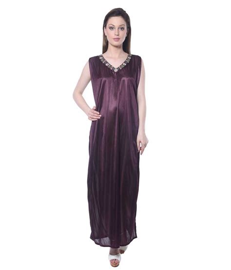 Buy Ginni Purple Satin Nighty And Night Gowns Pack Of 2 Online At Best Prices In India Snapdeal