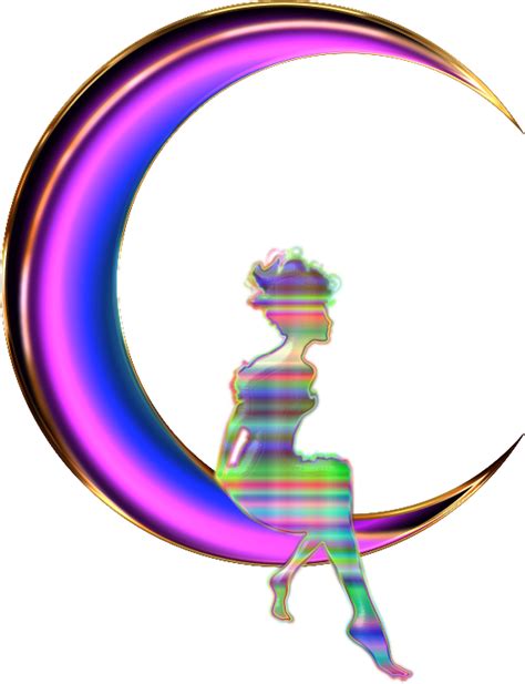 Clipart Chromatic Fairy Sitting On Crescent Moon Enhanced 2 No Background