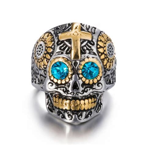Sugar Skull Ring Mexican Day Of The Dead Ring Jewelrify