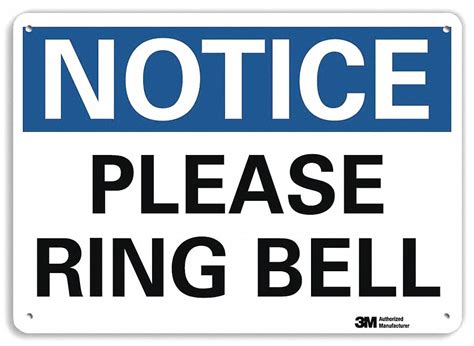 Lyle Notice Sign Please Ring Bell Sign Header Notice Aluminum 10 In