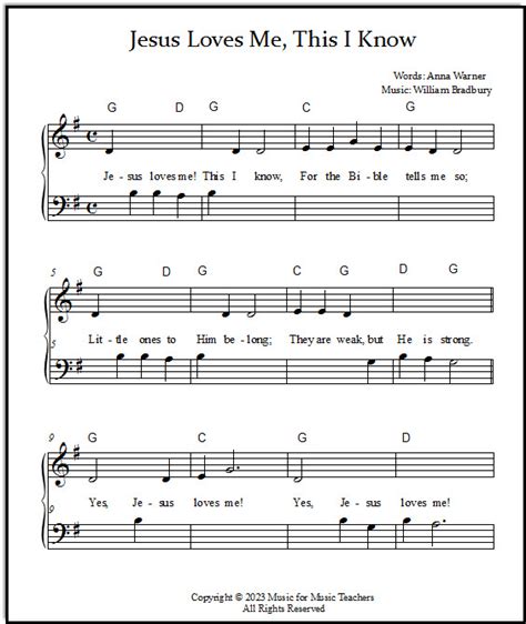 Gospel Song Jesus Loves Me Beginner And Easy Piano Plus Lead Sheets