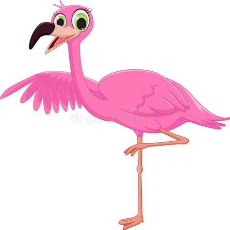 Cute Flamingo Cartoon Waving Stock Vector Illustration