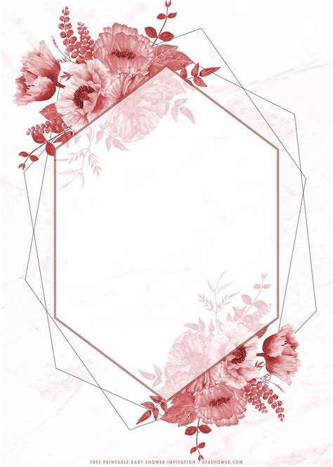 Free Printable Romantic Pink Floral Bridal Shower Invitation