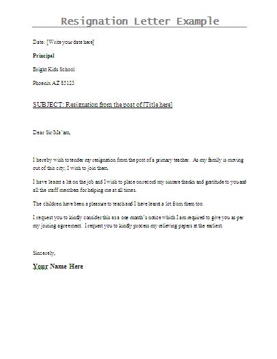 Resignation Letter Template Free Word Templates