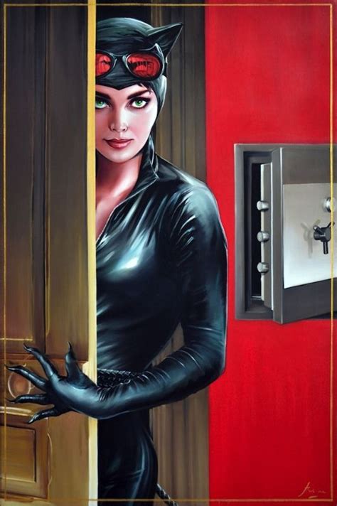 The Cat Is Out Catwoman Portrait Oil On Canvas For Sale Comic Art