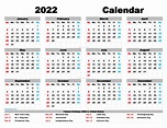 Printable Calendar 2022 With Holidays - Customize and Print