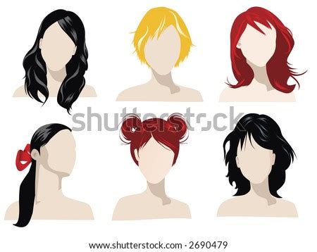 A hairstyle, hairdo, or haircut refers to the styling of hair, usually the fashioning of hair can be considered an aspect of personal grooming, fashion, and cosmetics, although practical. Vector Illustration Collection Female Hair Style Stock ...