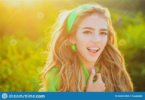 Young Smiling Summer Woman Outdoors Portrait Soft Sunny Colors Close Portrait Beauty Girl