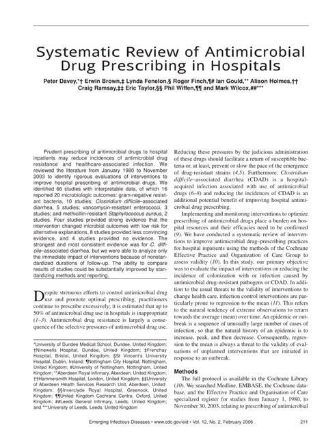 Pdf Systematic Review Of Antimicrobial Drug Prescribing In Hospitals