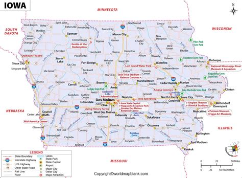 Labeled Map Of Iowa With Capital And Cities