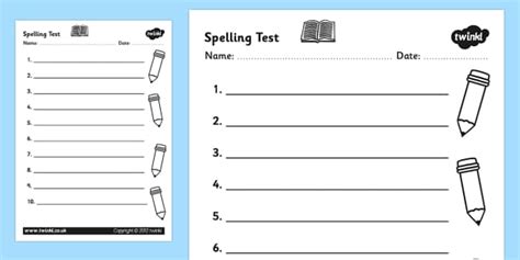 Spelling Test Template Twinkl Spelling Teacher Made