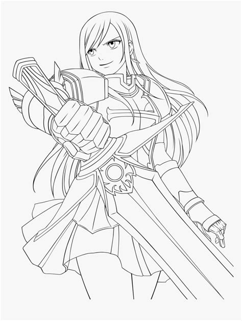 Erza Scarlet Fairy Tail Coloring Pages Sketch Coloring Erza Scarlet