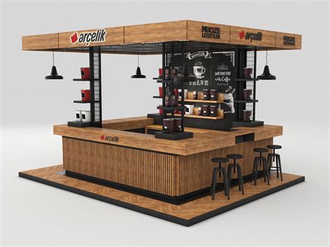 Rustic Style Coffee Bar Counter Design Espresso Mall Kiosk Manufacturer
