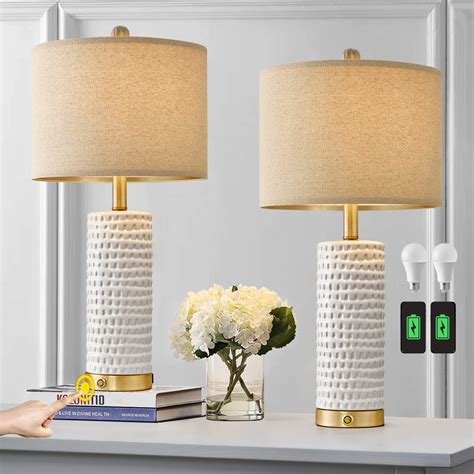 Portres Farmhouse Way Dimmable Touch Ceramic Table Lamp Set Of