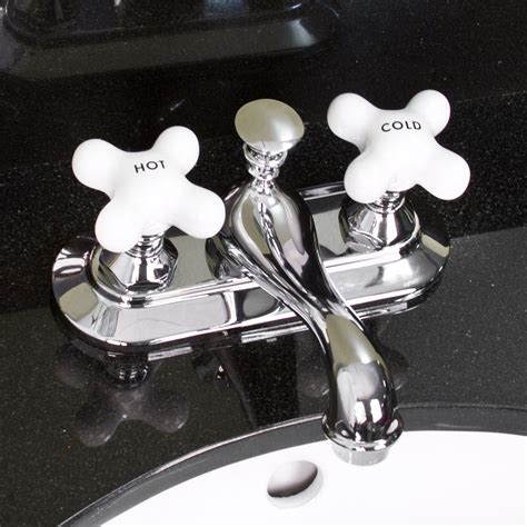 4 Centerset Faucet With Cross Handles Chrome Bathroom Sink Faucets