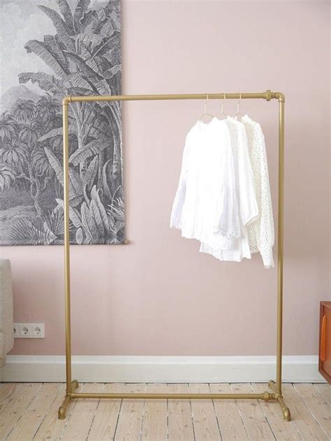 Gold Clothes Rack With Crossbar Down Clothes Rack Wardrobe Etsy In