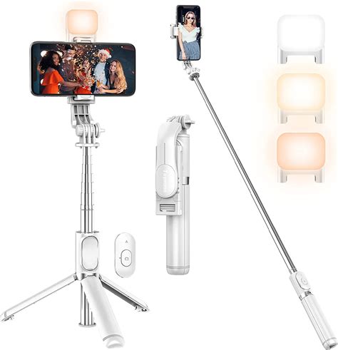 Selfie Stick Tripod With Fill Light Tupwoon Extendable Selfie Stick 41 And Flexible Phone Tripod