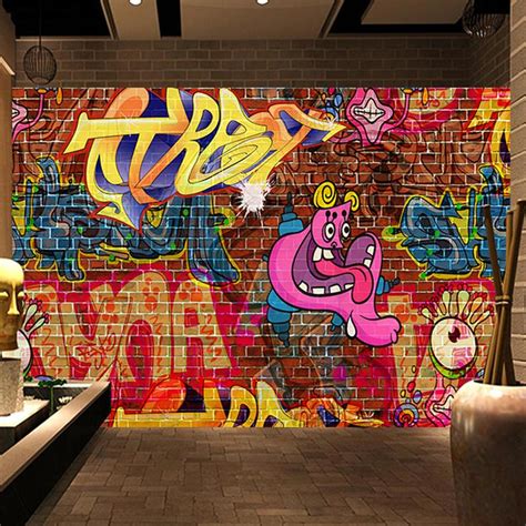 Custom Wall Mural Graffiti Art Brick Effect Wallpaper