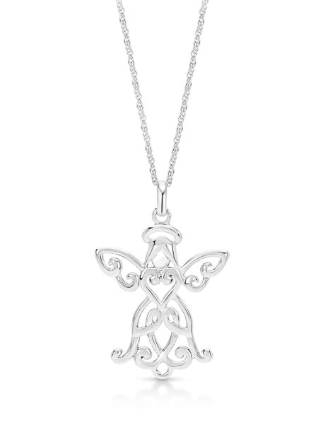 Sterling Silver Ornate Angel Pendant