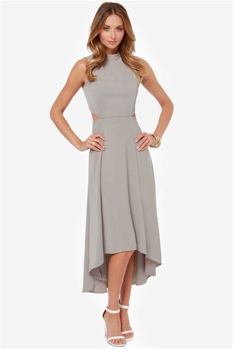 Beautiful Grey Dress High Low Dress Midi Dress 6000