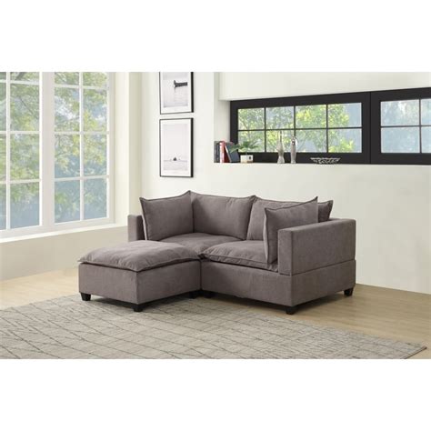 Shop Madison Fabric Down Feather Loveseat Couch With Ottoman