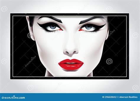 A Womans Face With Red Lips And Blue Eyes Stock Illustration