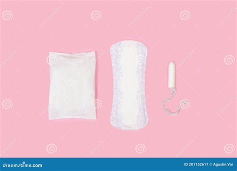Tampon And Period Pad On A Pink Background Stock Image Image Of