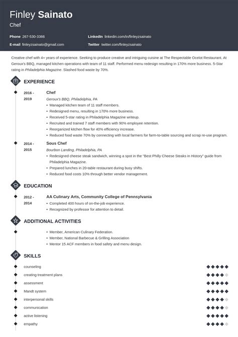 Chef Resume Examples 25 Writing Tips Template And Skills