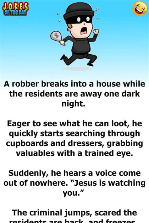 Funny Joke ‣ The Burglar Is Shocked When He Hears A Voice Jokes For