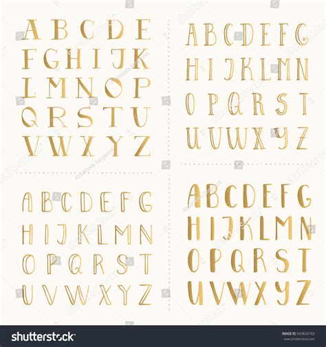 Set Golden Hand Drawn Fonts Stock Vector Royalty Free 569826703