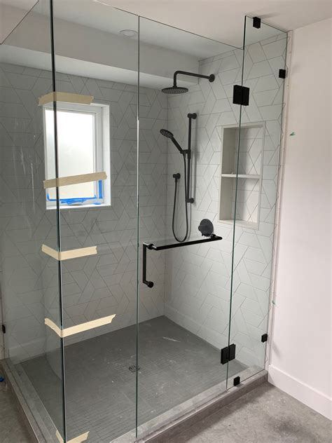 Custom Frameless Matte Black Shower Door Valley West Glass