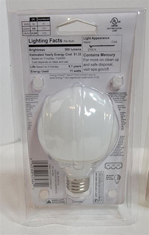 Ge Energy Smart Cfl G25 Light Bulb 11w Soft White 500lm Medium Base 2